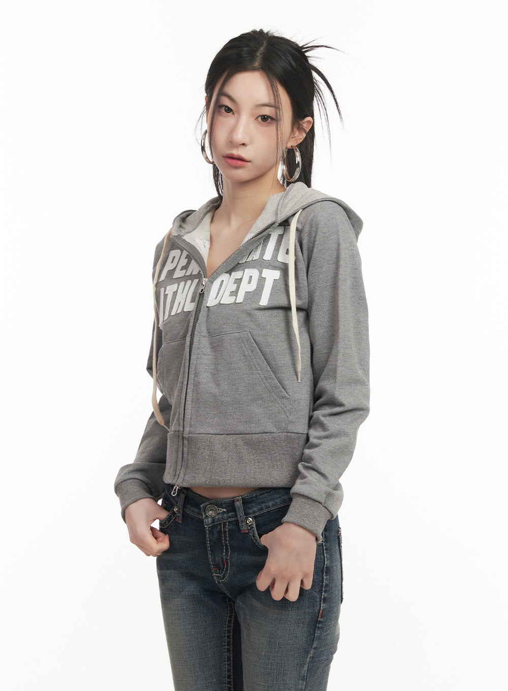Patchwork Zip-Up Hooded Sweatshirt CF514