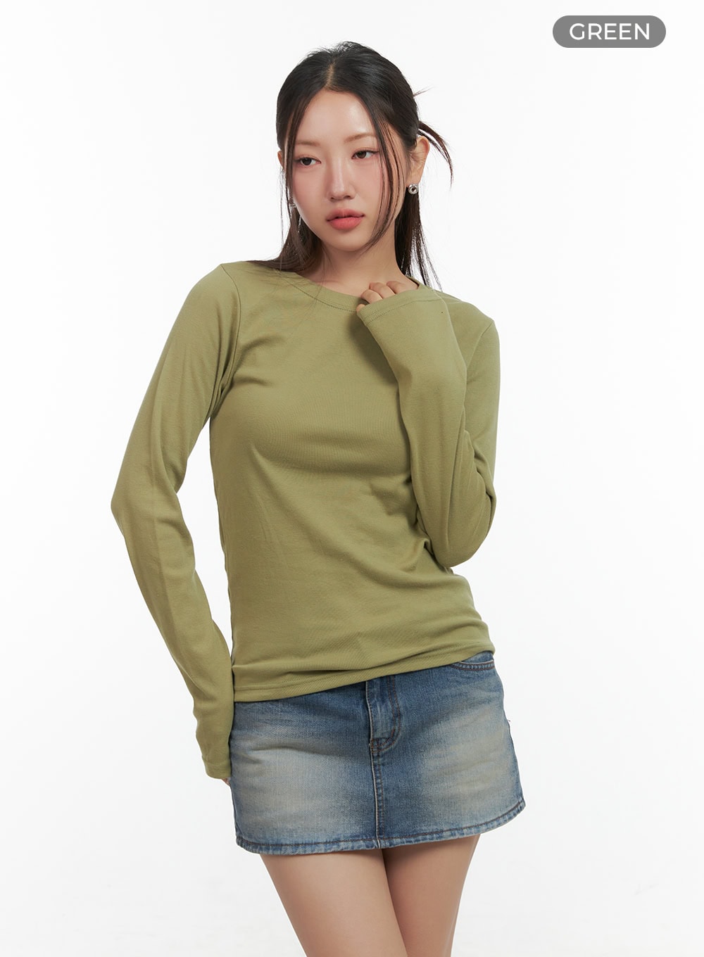 Soft Round Neck Long Sleeve Tee CO417