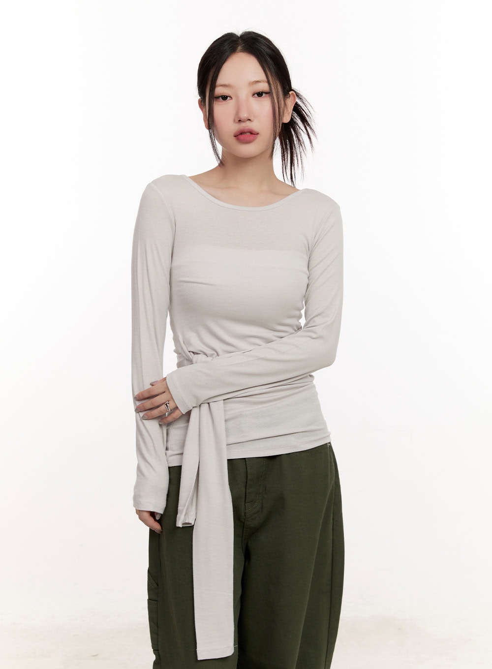 Wrap Tie Long-Sleeve Top CM510