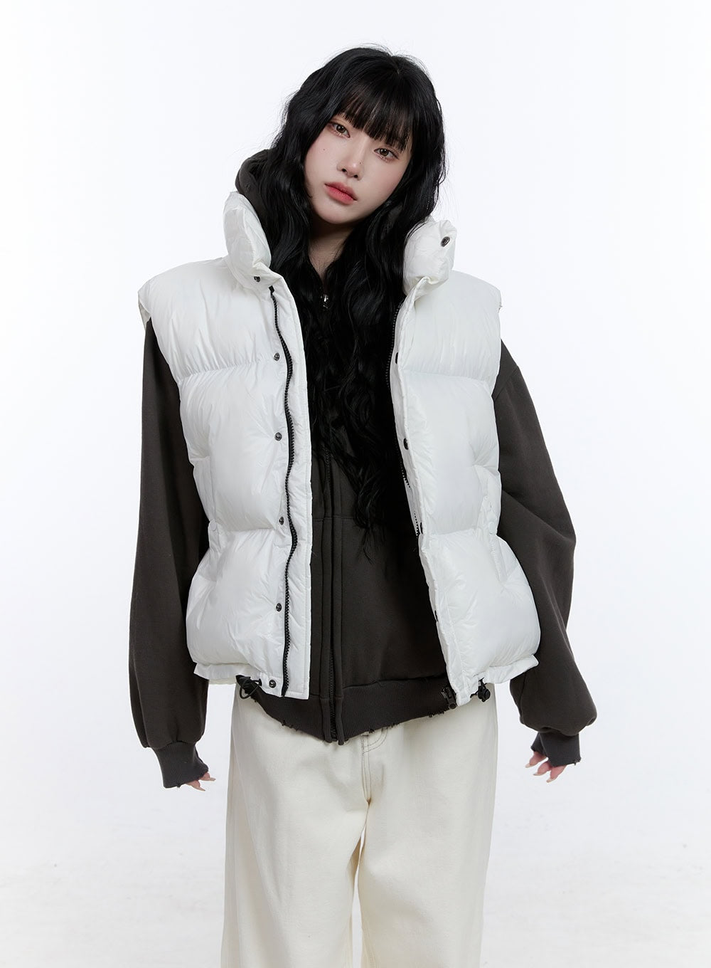 Oversized Chic Zip-Up Puffer Vest CD419
