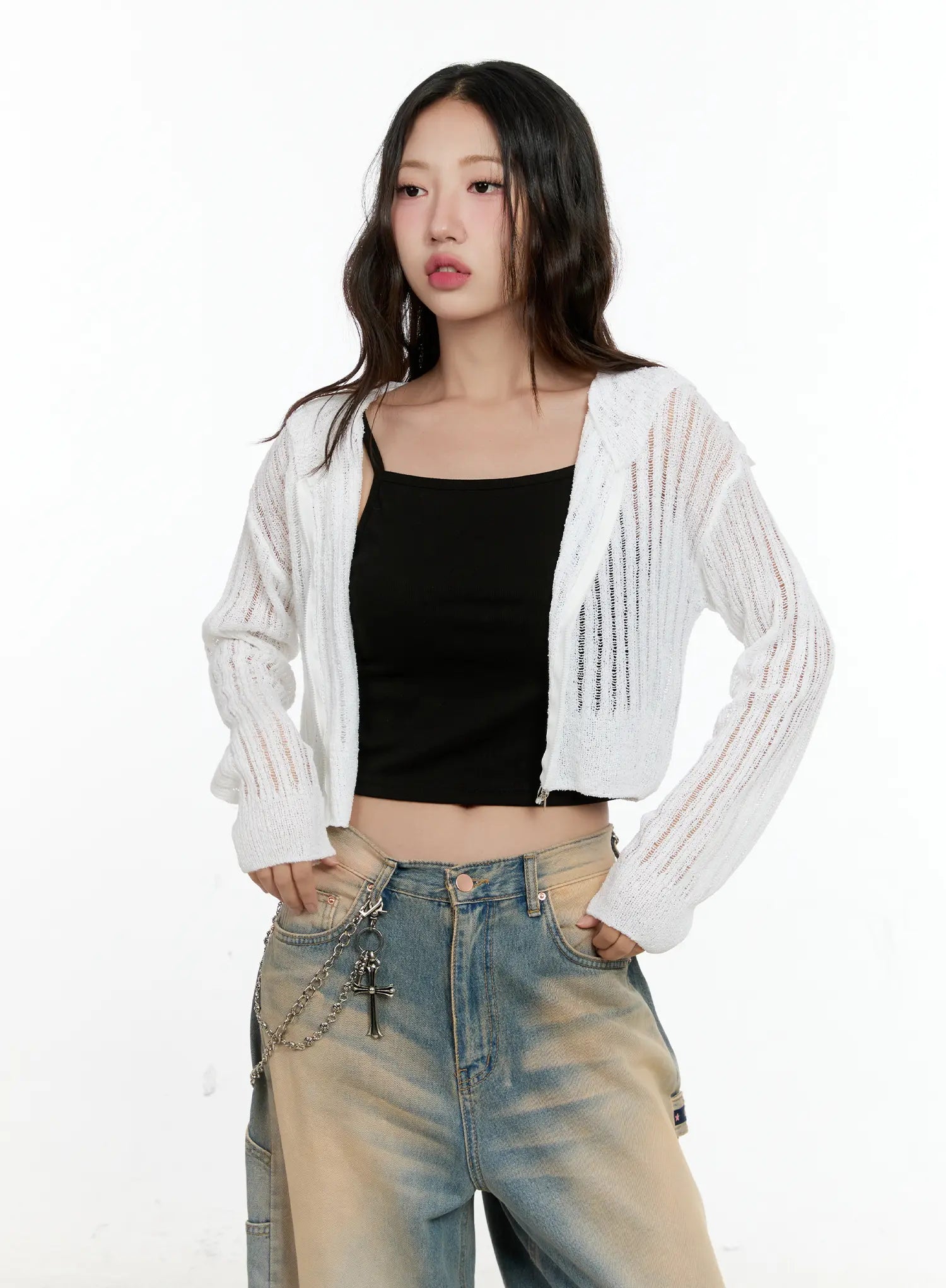 Summer Knit Cropped Zip-Up CG501