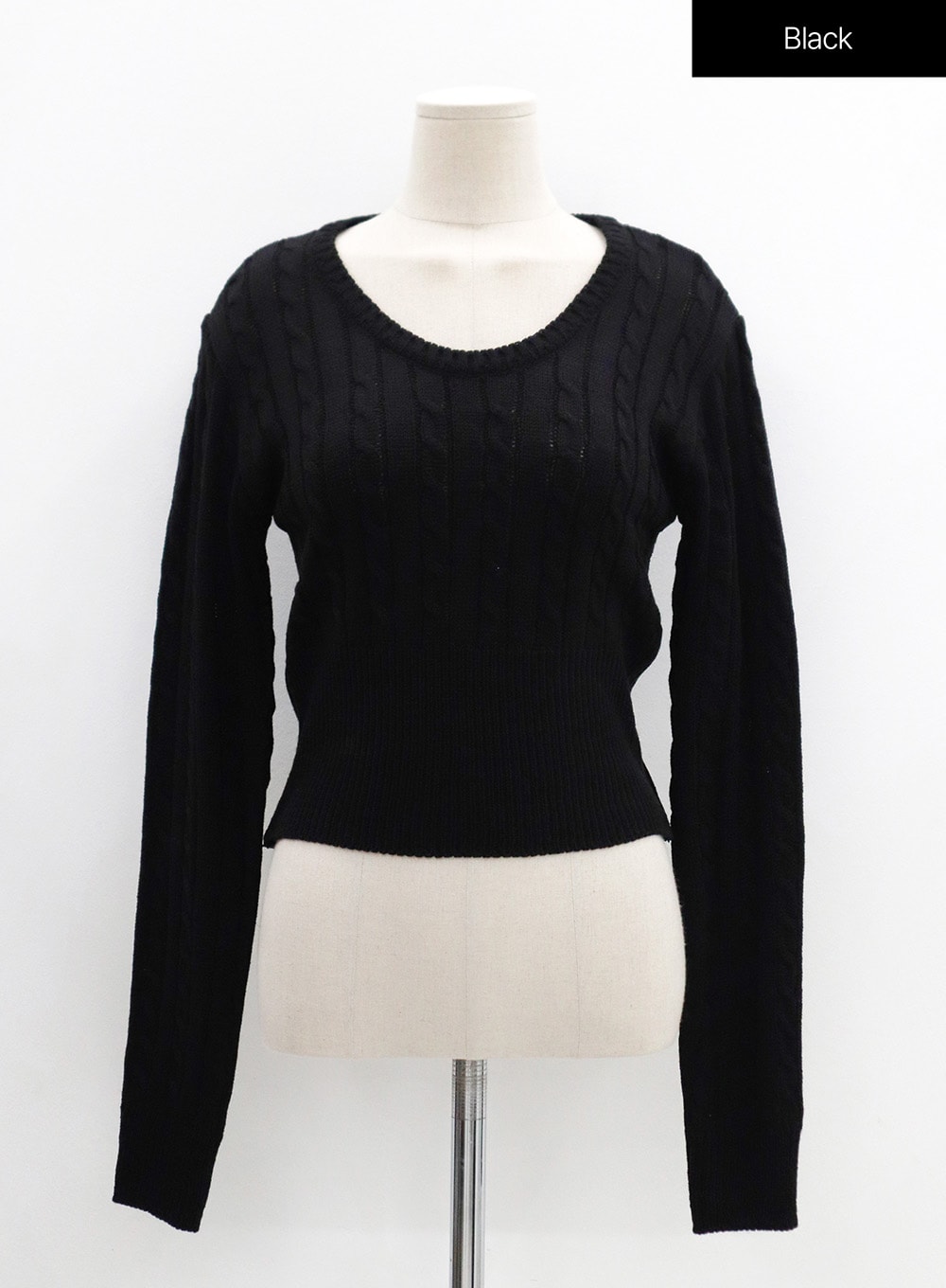 Round Neck Twist Crop Long Sleeve Knit OS26