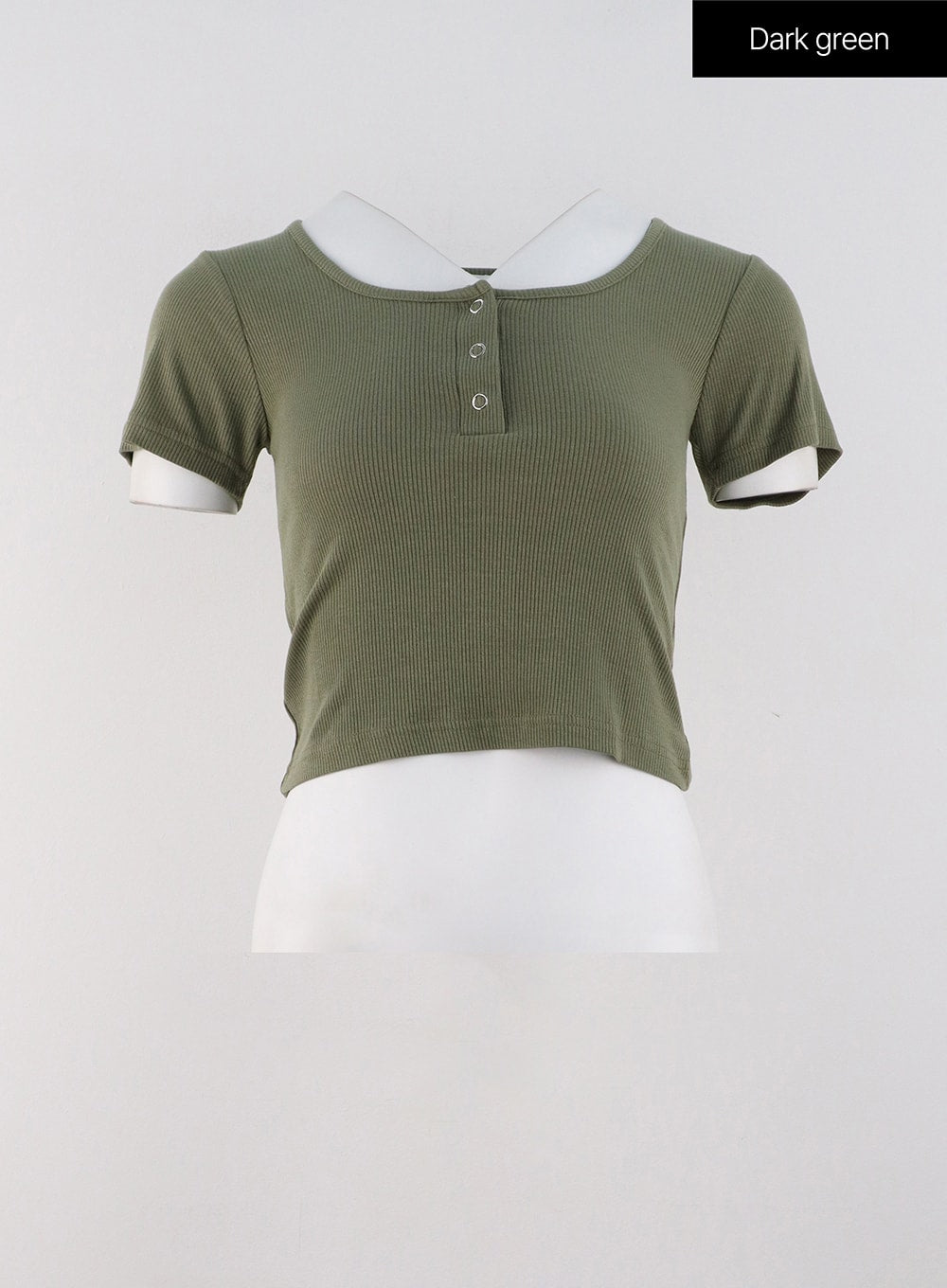 Buttoned U-Neck Crop Tee OG318
