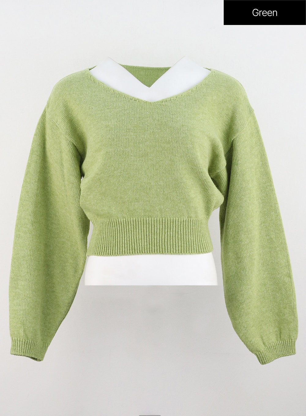 V-Neck Puff Sleeve Sweater OS302