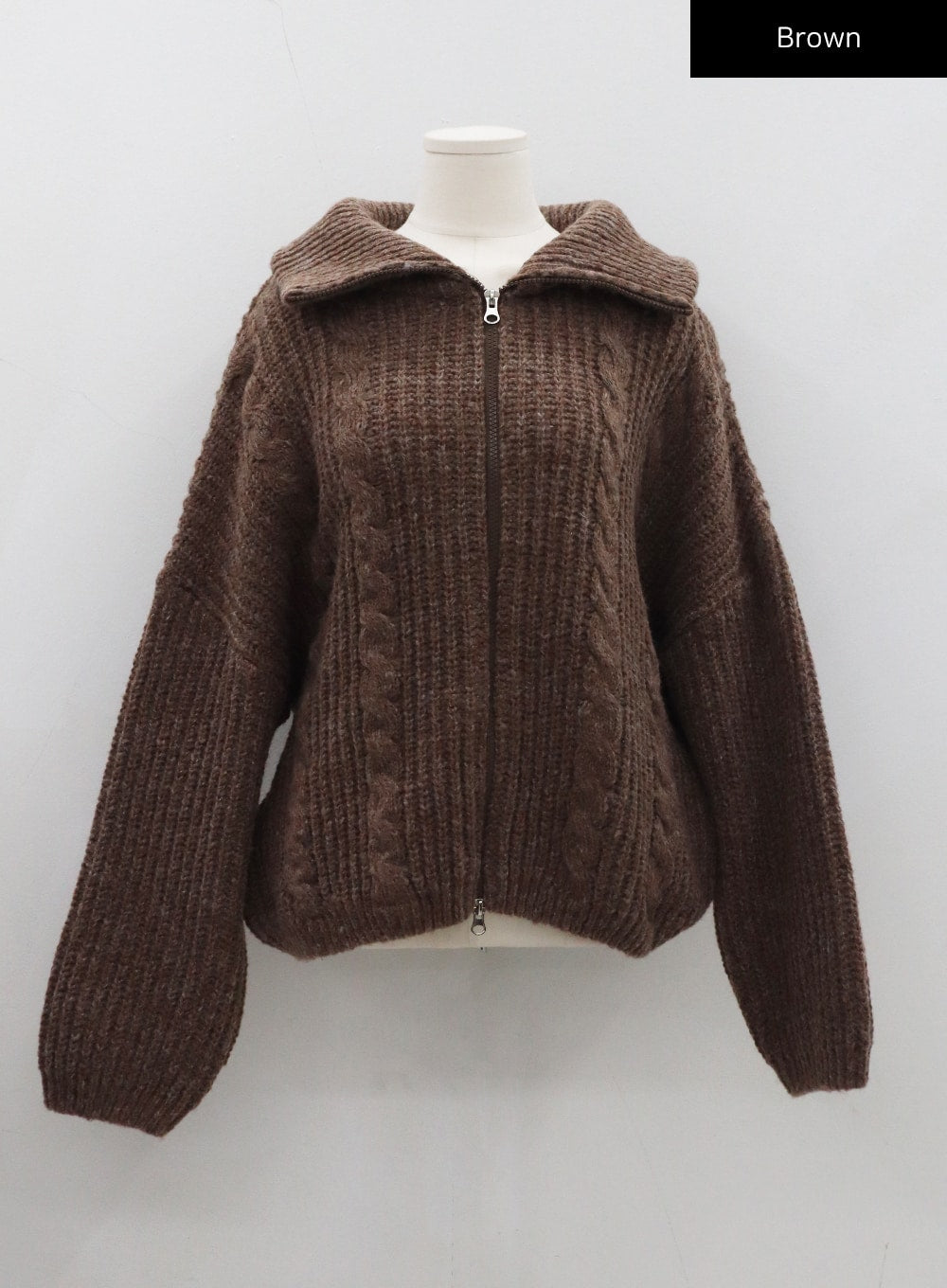 Twist Pattern Two Way Zipper Knit Cardigan CD20