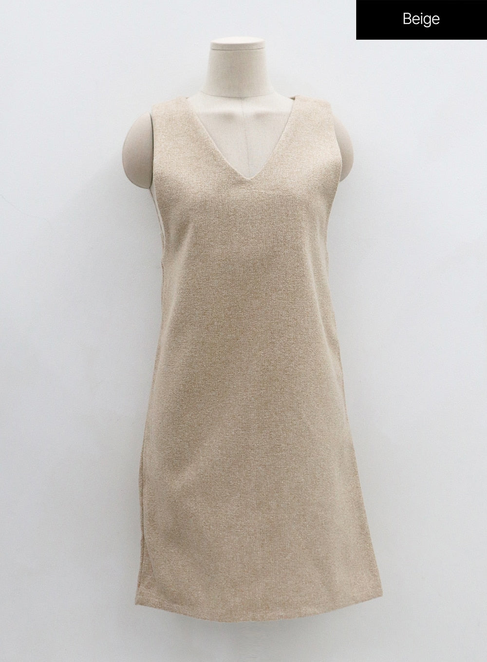 Mixed Color V-Neck Wool Dress BO21