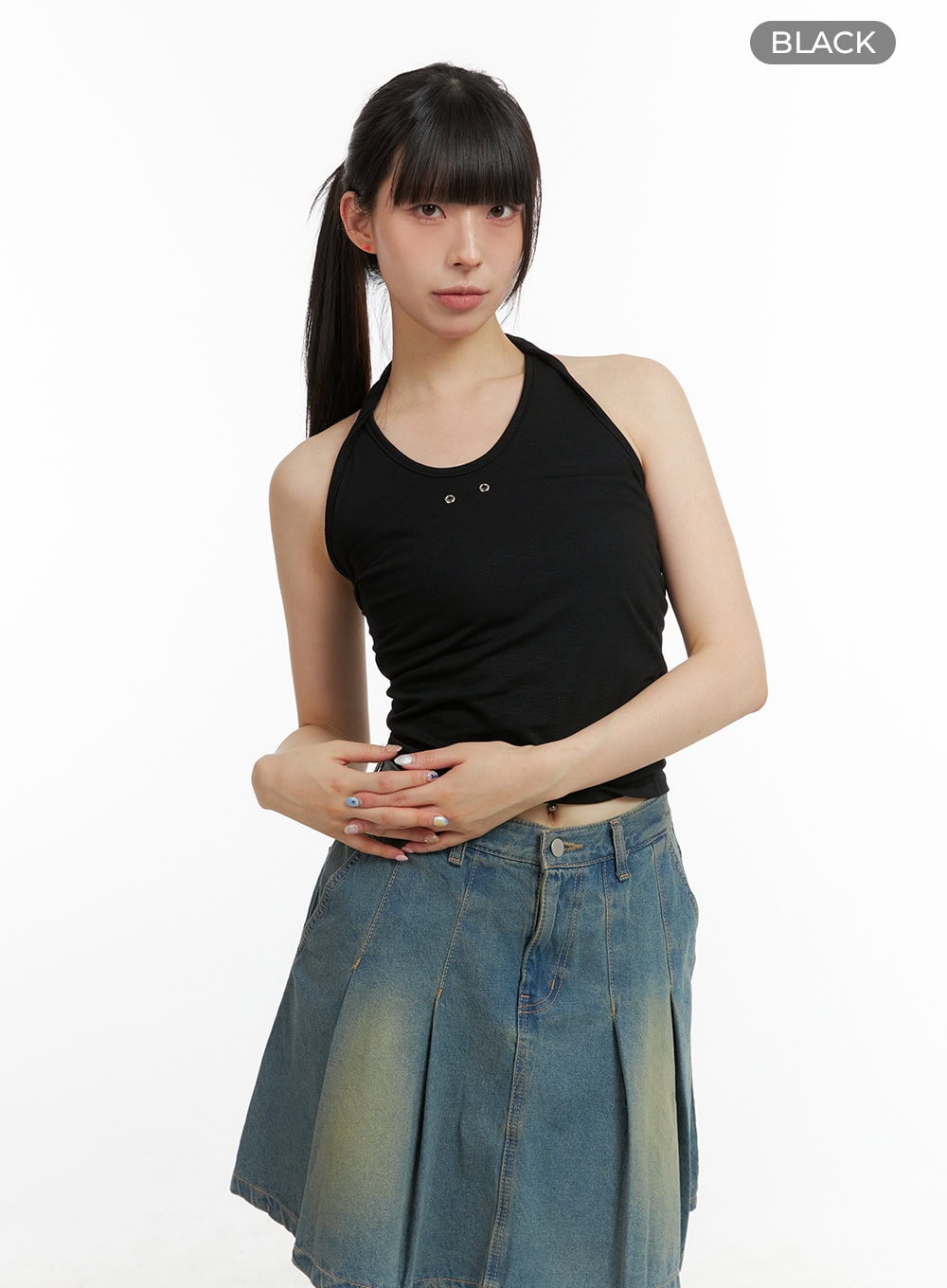 Stud Halter Neck Crop Top CL422