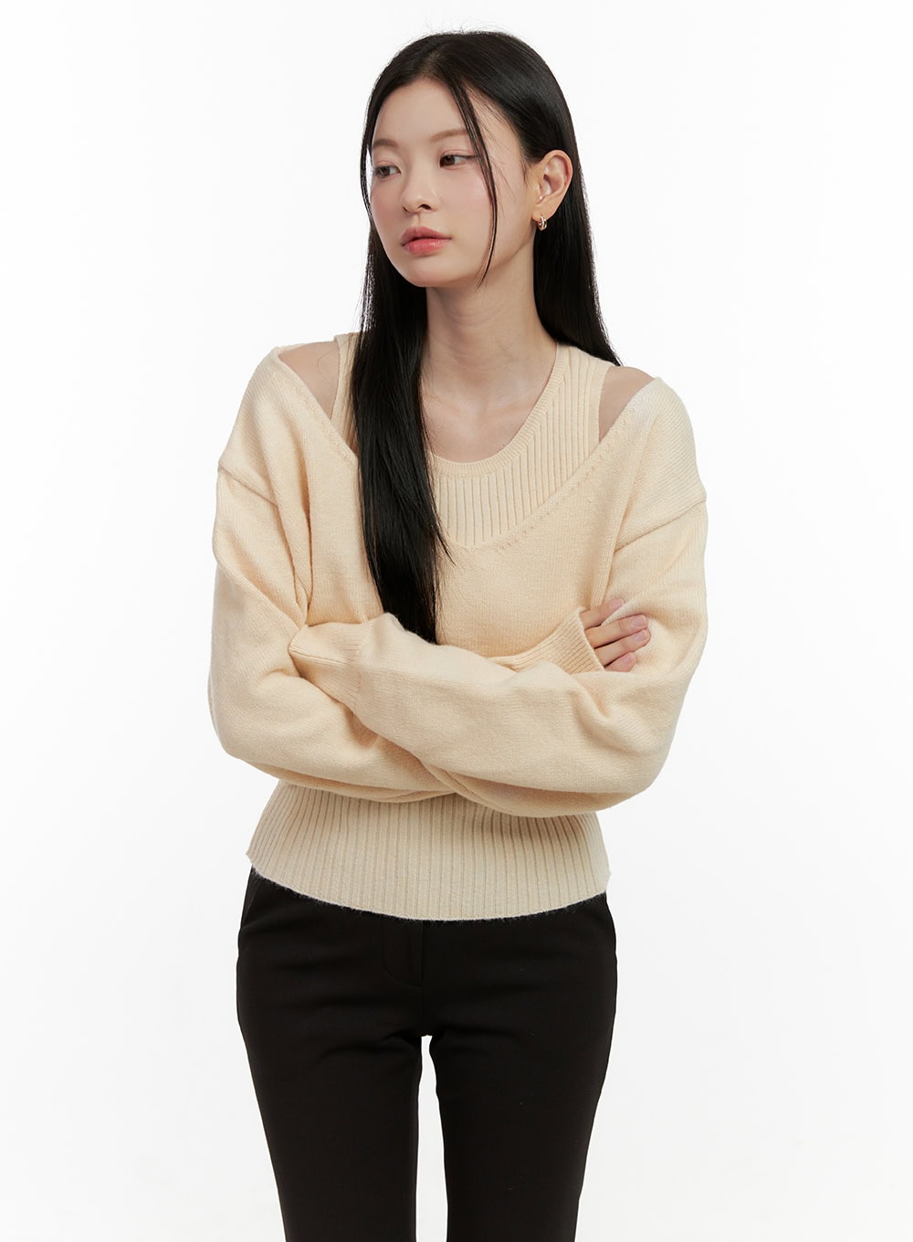 V-Neck Cropped Sweater ON408
