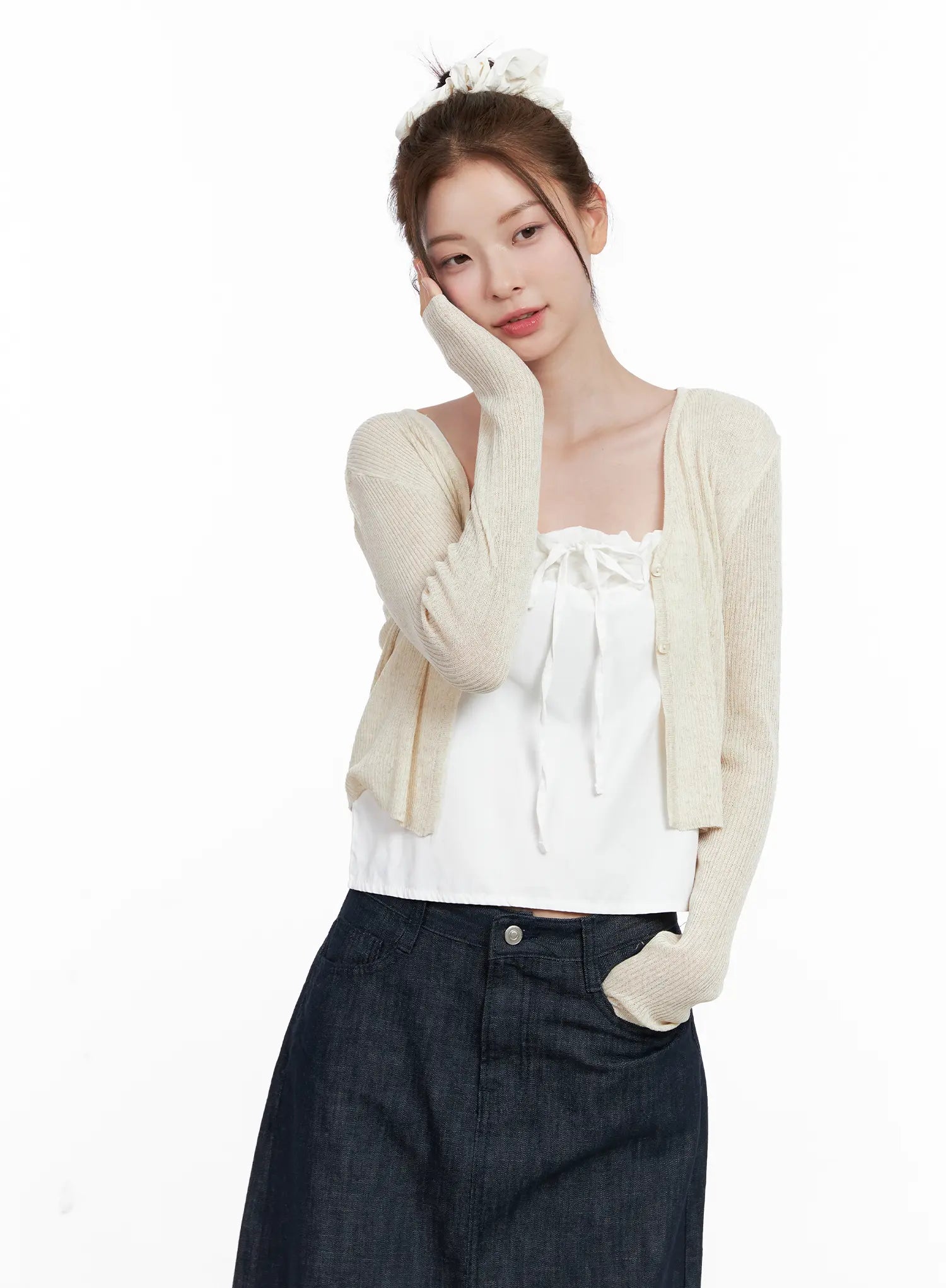 Ribbed Summer Cropped Cardigan CL523