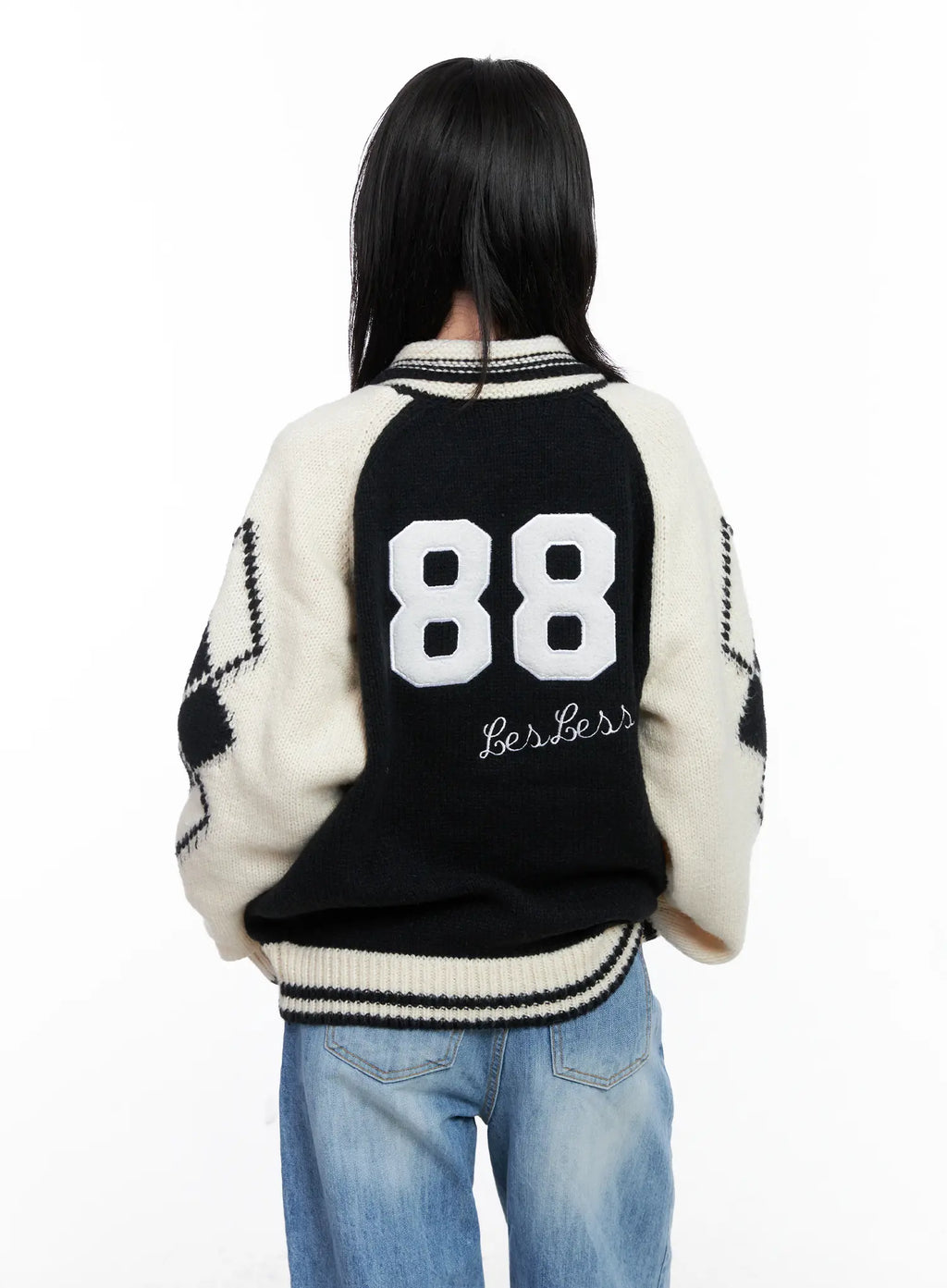 Varsity Knit Buttoned Cardigan CS529