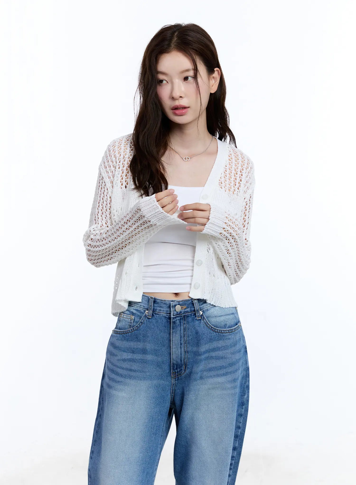 V-Neck Buttoned Sweater Cardigan CU513