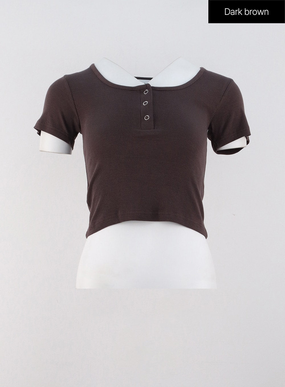 Buttoned U-Neck Crop Tee OG318