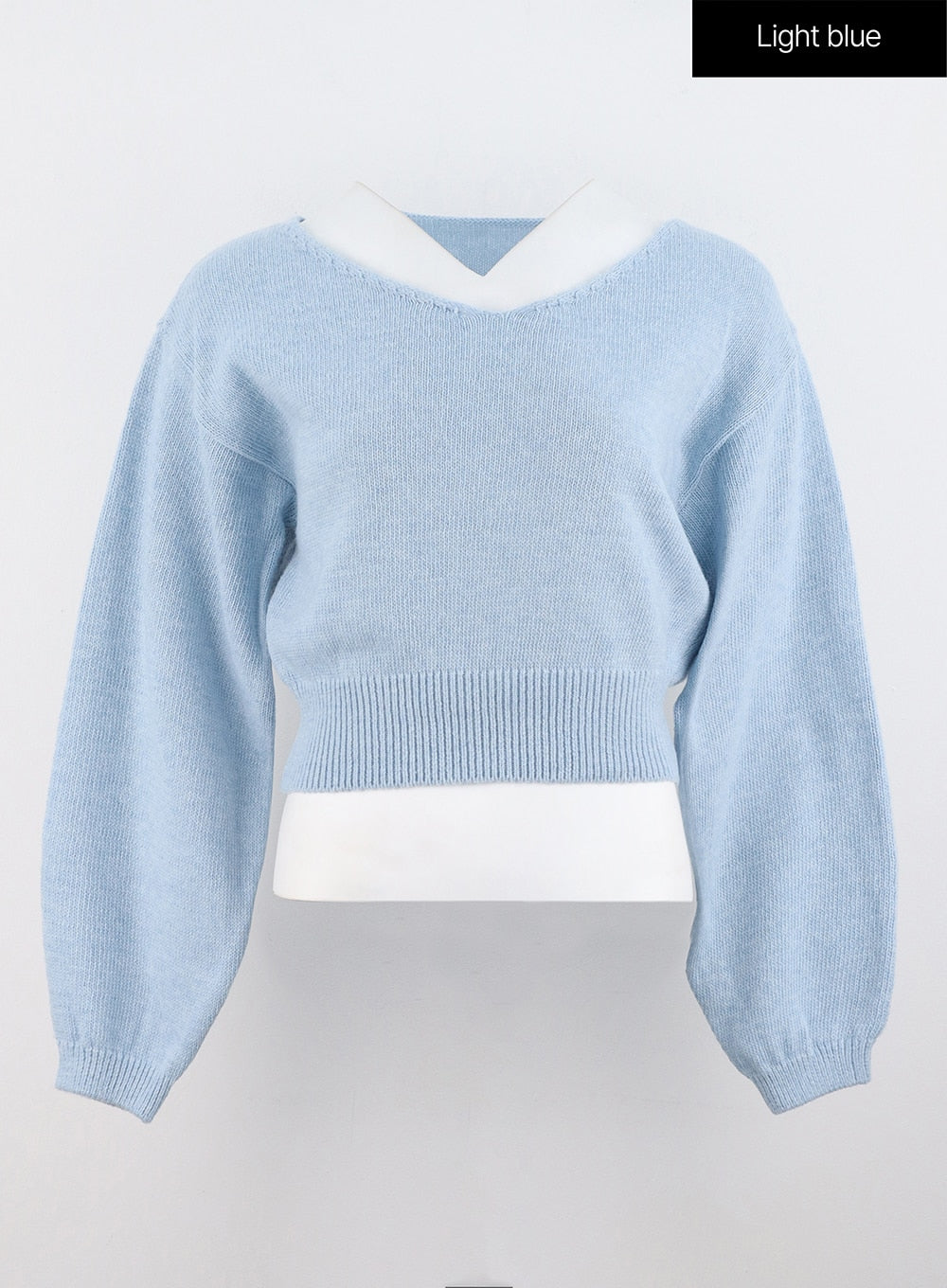 V-Neck Puff Sleeve Sweater OS302