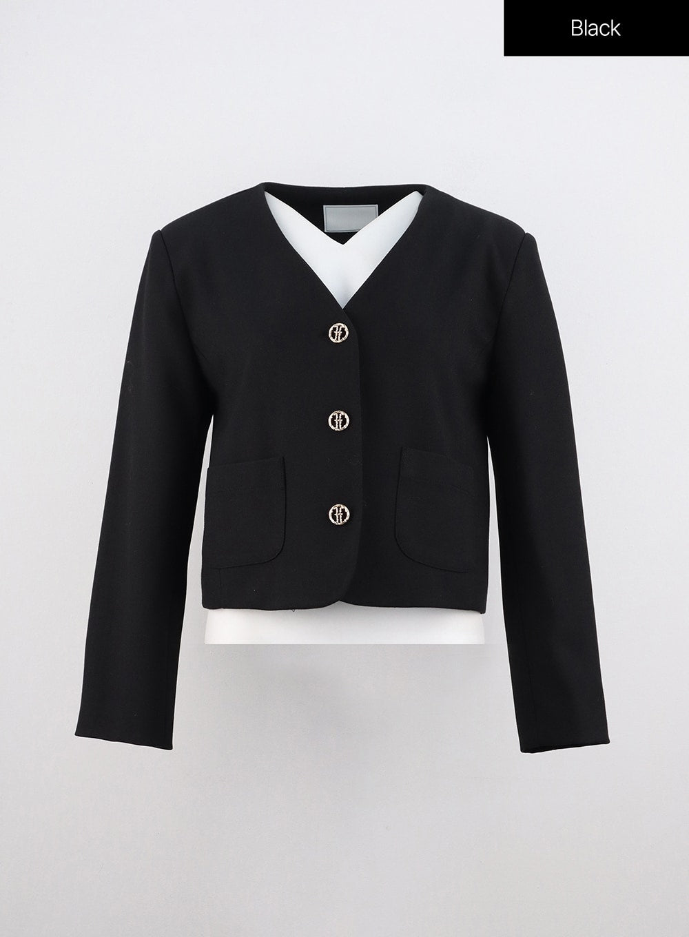 Collarless Crop Blazer Jacket OO312