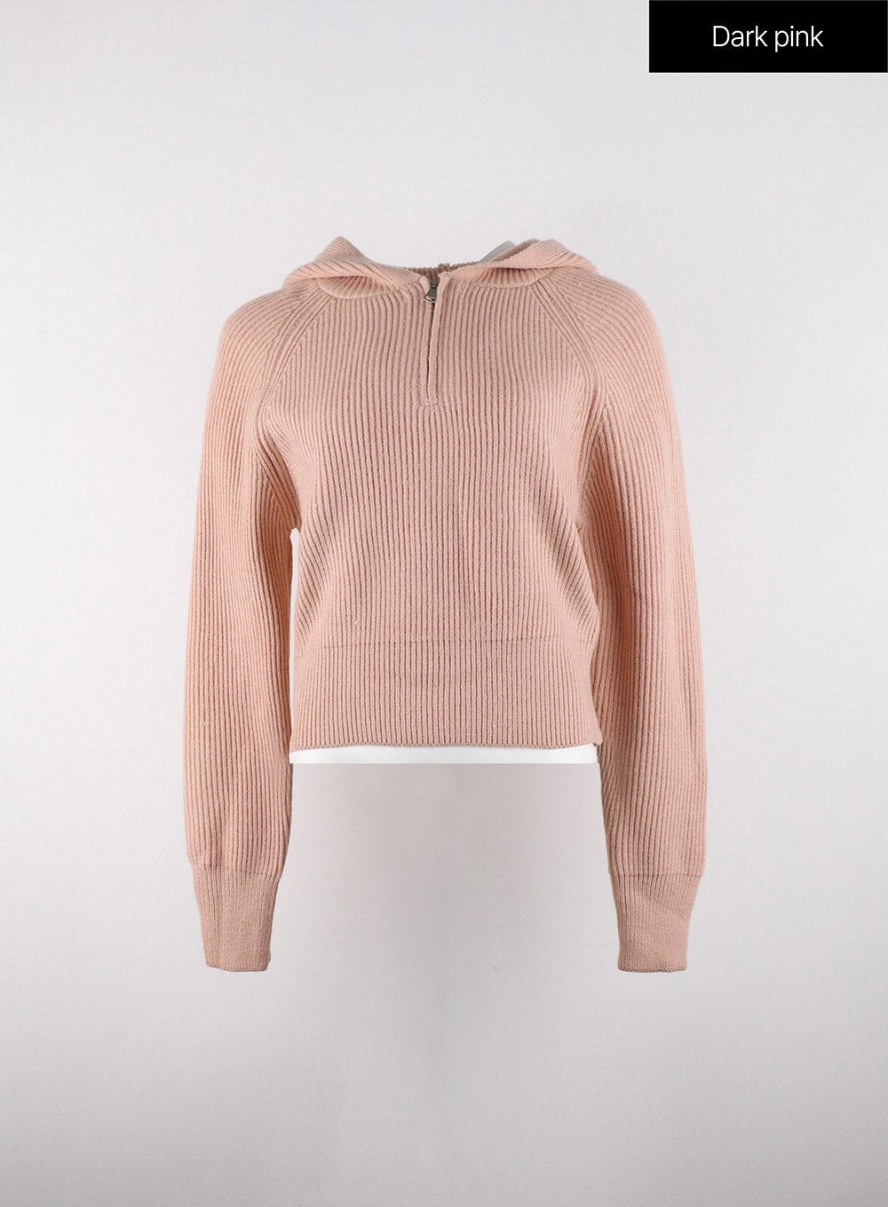 Long Sleeve Solid Zipper Pocket Knit Hoodie OD320