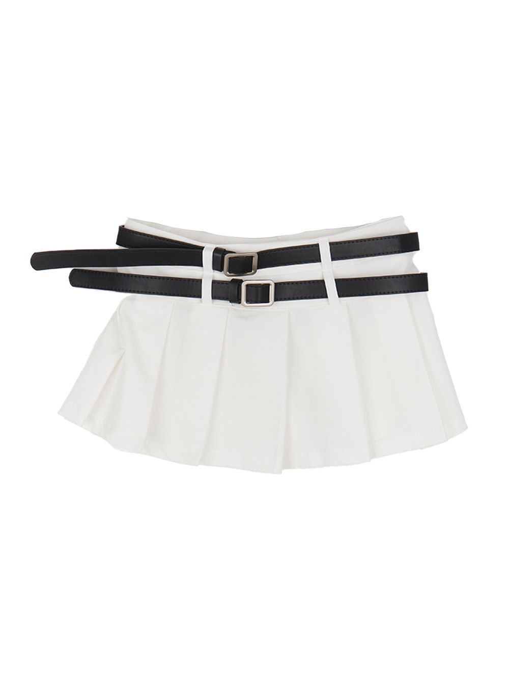 Double Belt Pleated Mini Skirt CU506