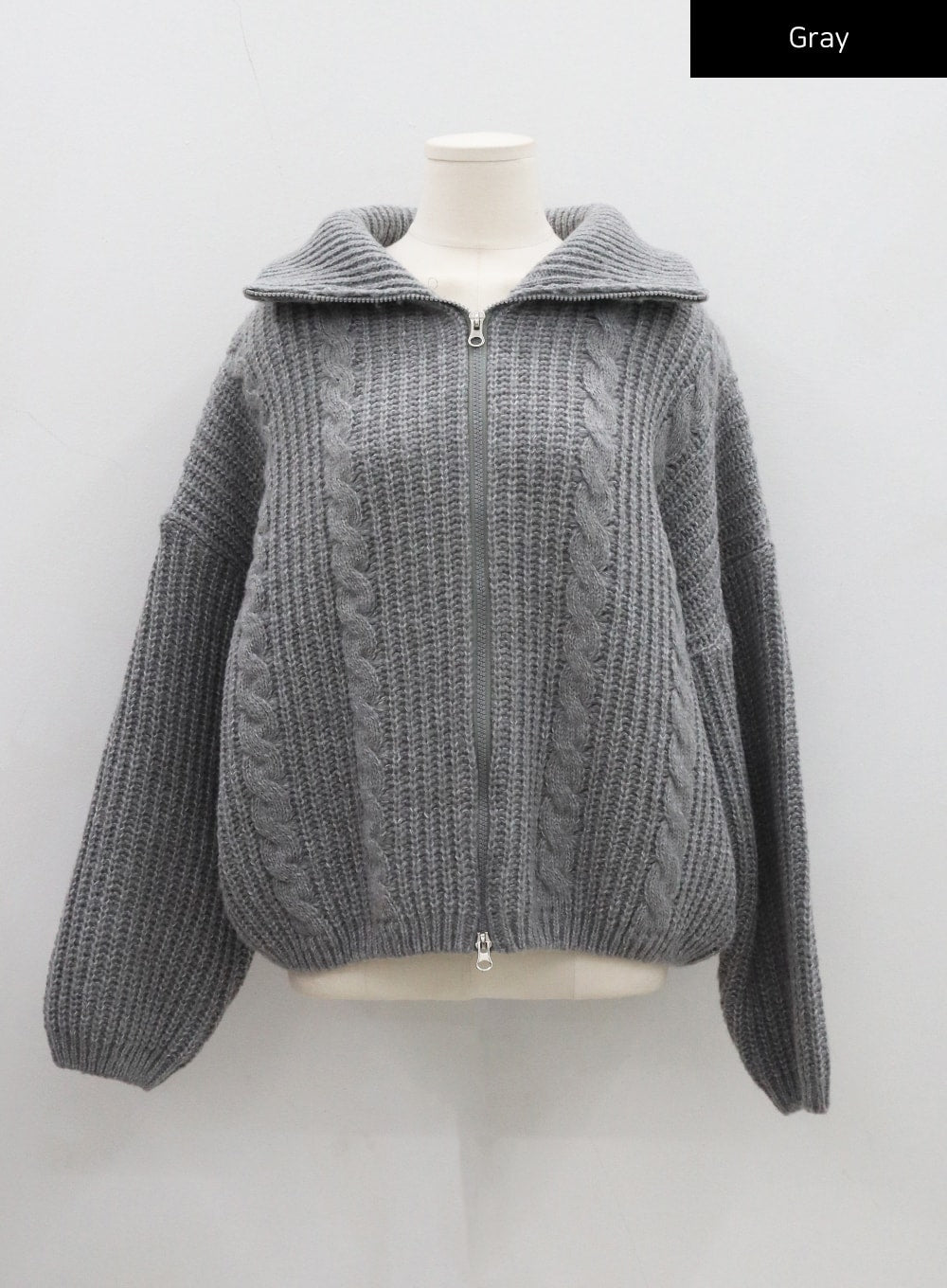 Twist Pattern Two Way Zipper Knit Cardigan CD20