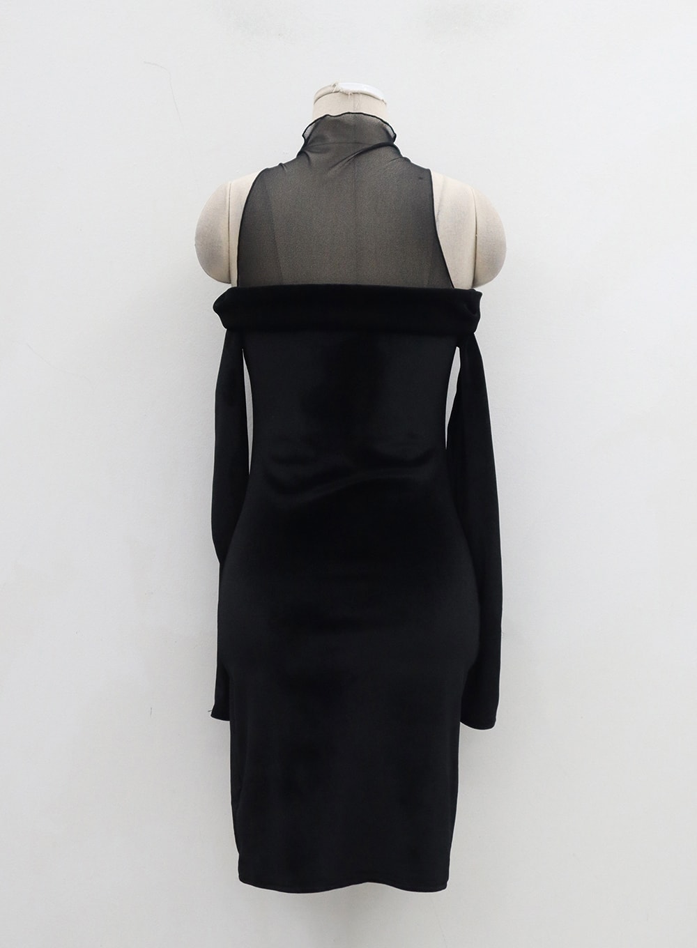 Velvet Off-Shoulder Mesh Neck Mini Dress BD23