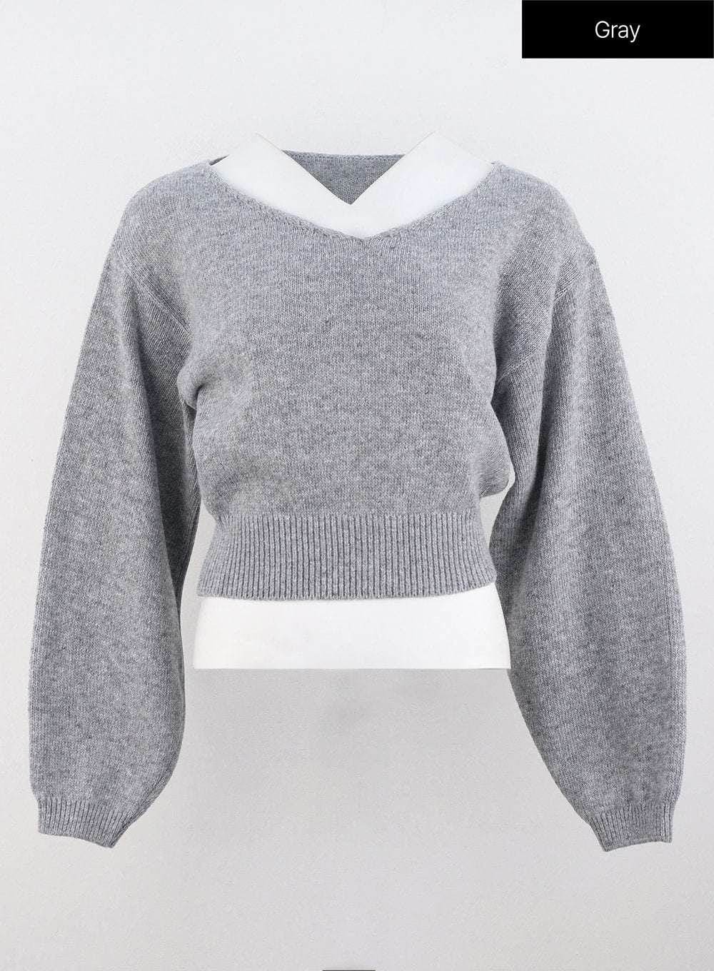 V-Neck Puff Sleeve Sweater OS302