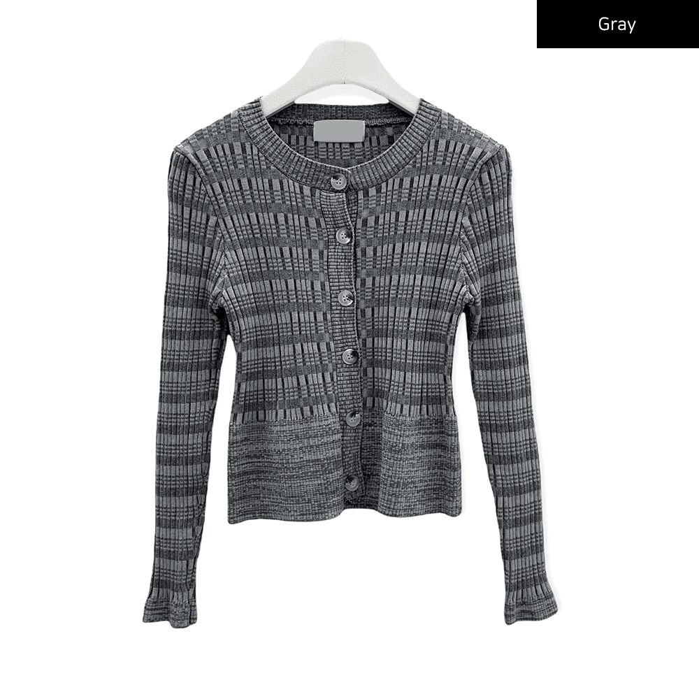 Mixed Check Cropped Cardigan J17