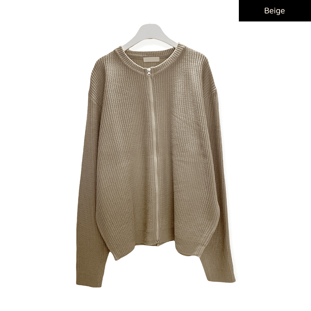 Loose Fit Knit with Two Way Zip