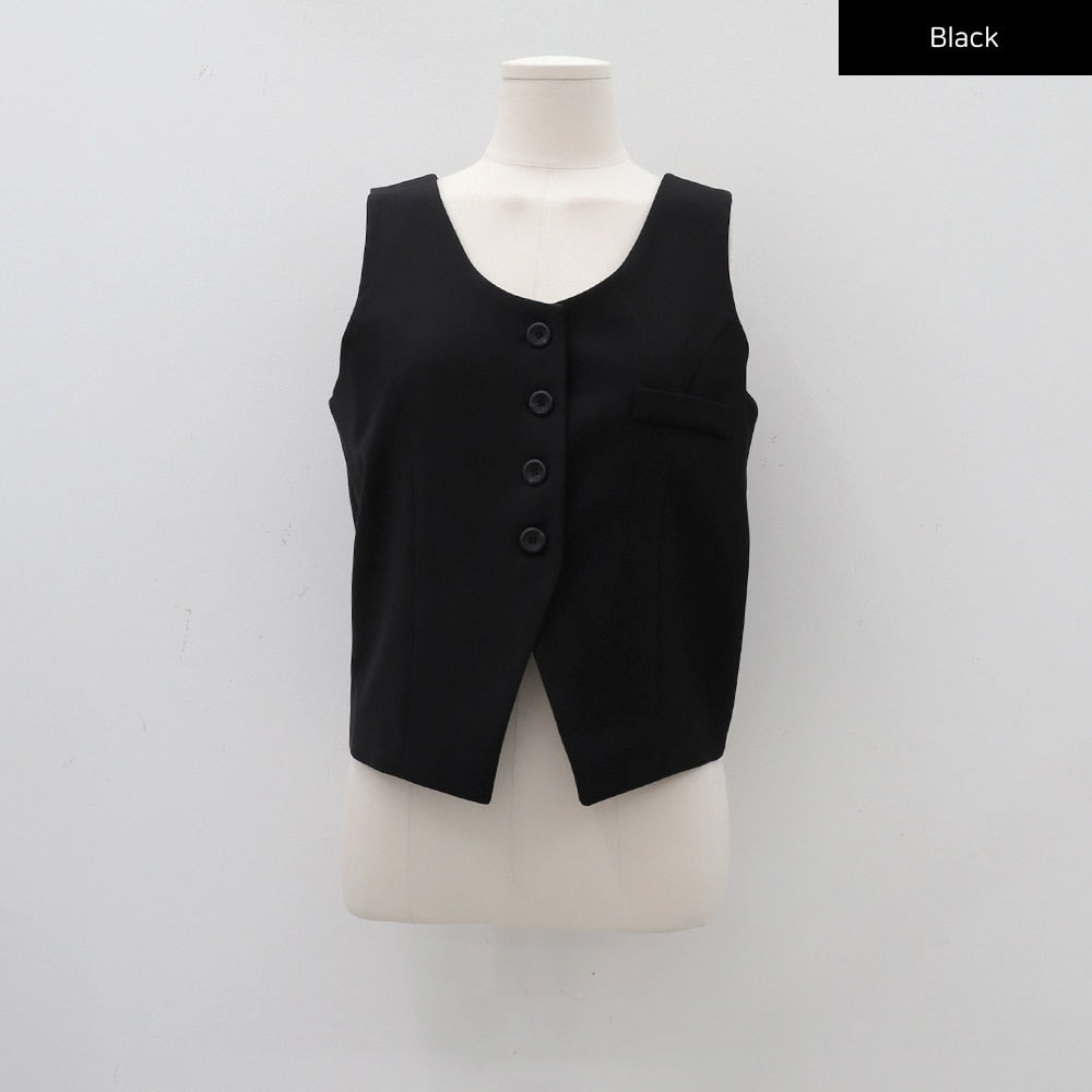Cropped Button Down Vest CM3