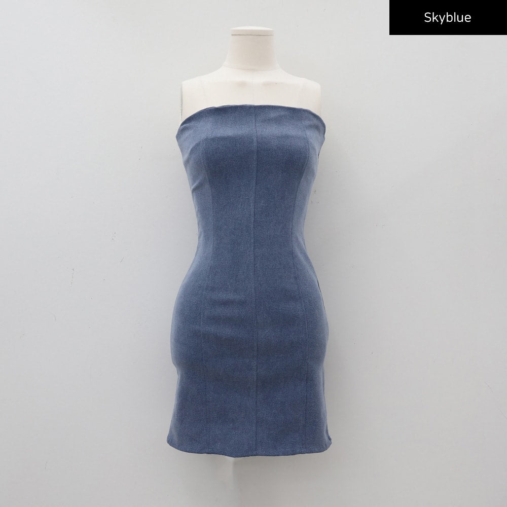 Strapless Tube Top Denim Mini Dress CA19