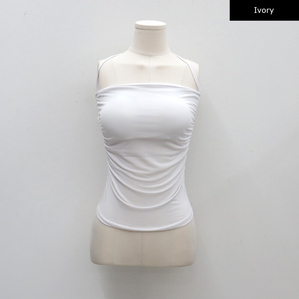 Halterneck Shirred Top with Padding CM9