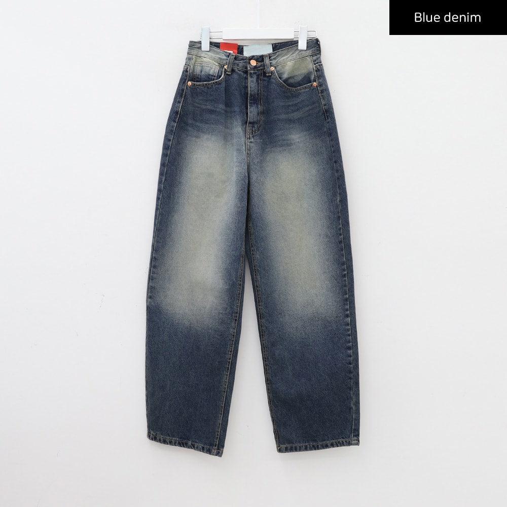 Bleached Wide Leg Denim Pants CA07