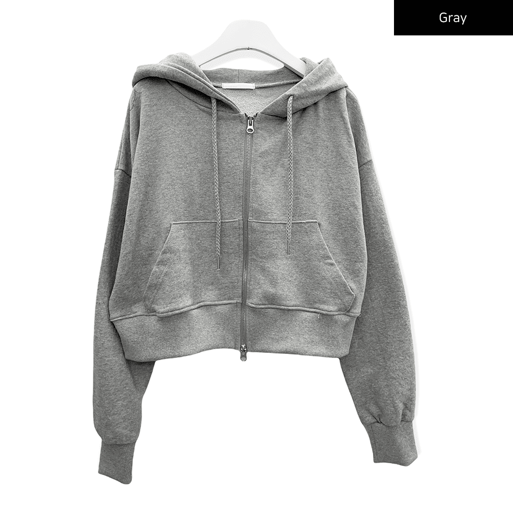Two Way Cropped Hoodie Zip Up C2601