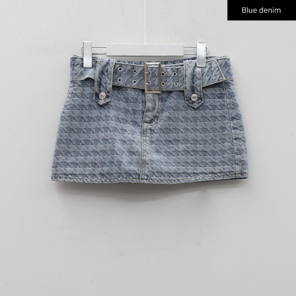 Low-Rise Micro Mini Skirt with Belt Set CM02