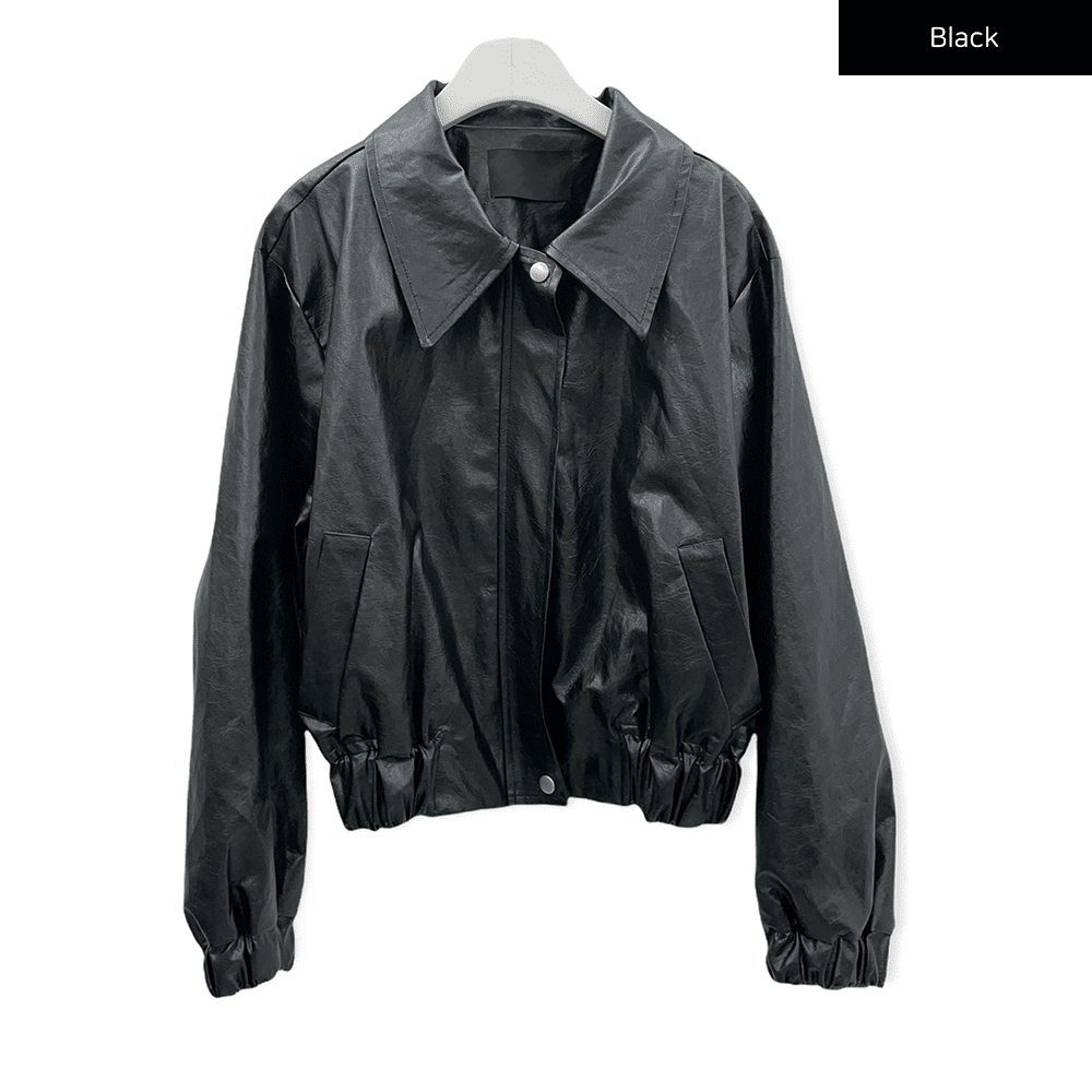Faux Leather Crop Jacket J19