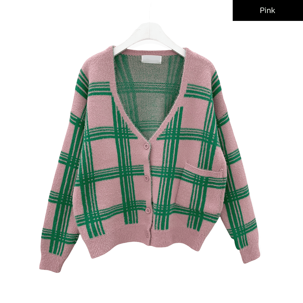 Check Pattern Cardigan J15