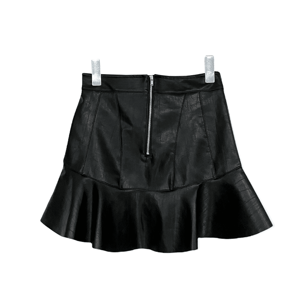 Faux Leather Flared Mini Skirt