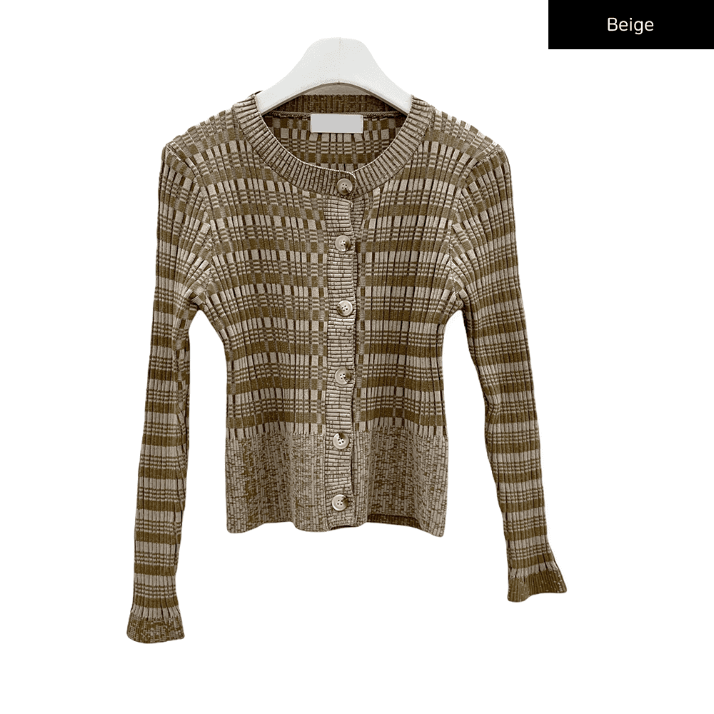 Mixed Check Cropped Cardigan J17