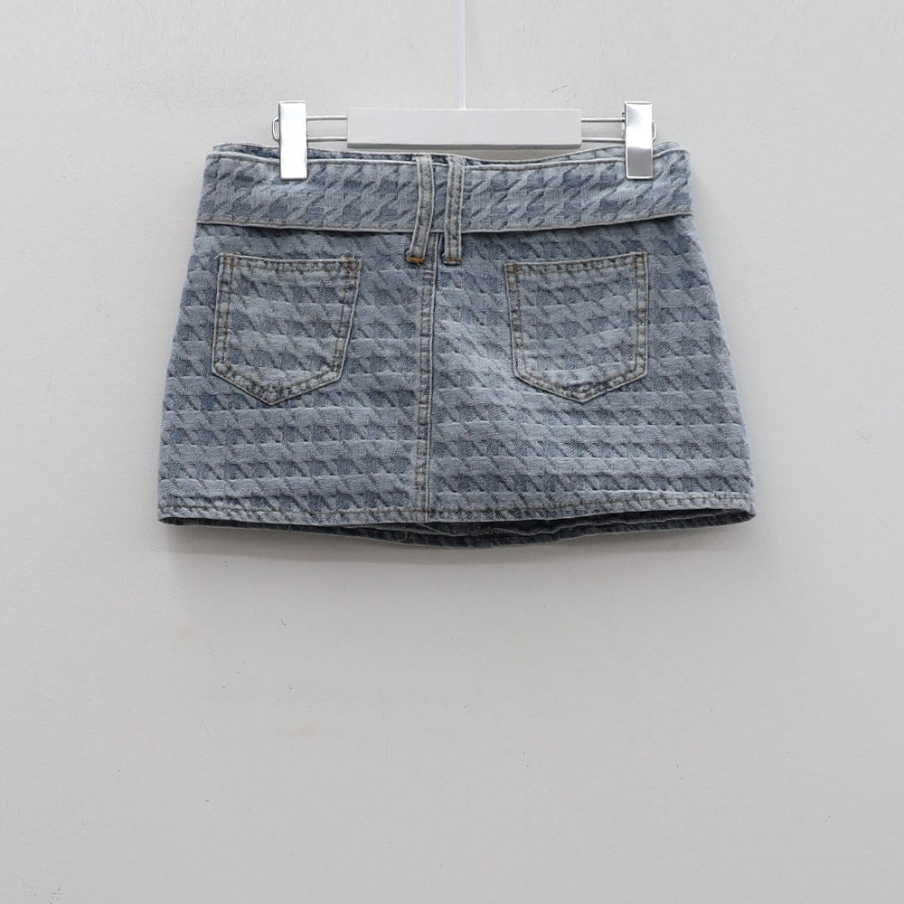 Low-Rise Micro Mini Skirt with Belt Set CM02