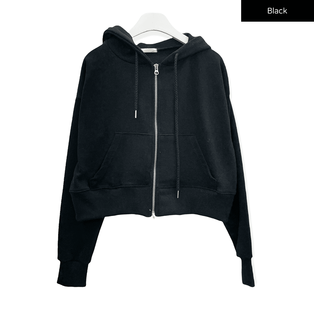 Two Way Cropped Hoodie Zip Up C2601