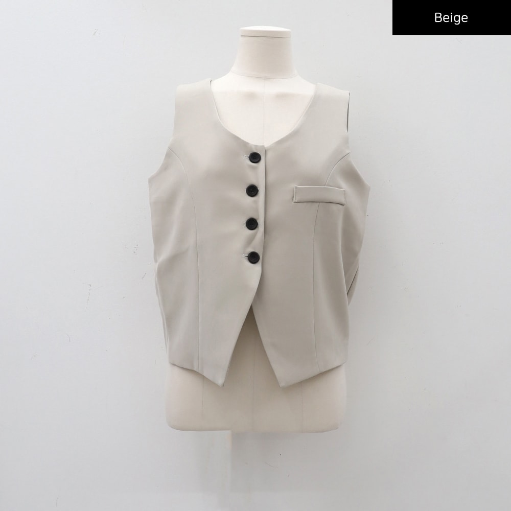 Cropped Button Down Vest CM3