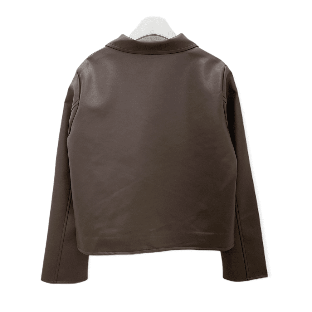 Faux Leather Jacket with Collar C2001