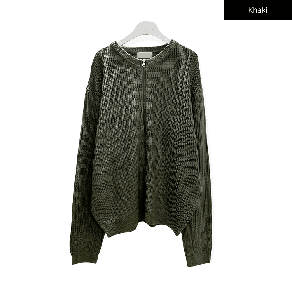 Loose Fit Knit with Two Way Zip