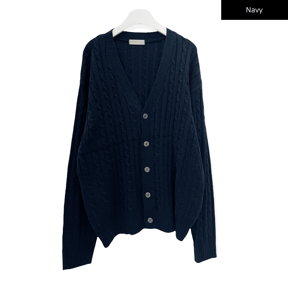 Cable Knit Relaxed Fit Cardigan C7102