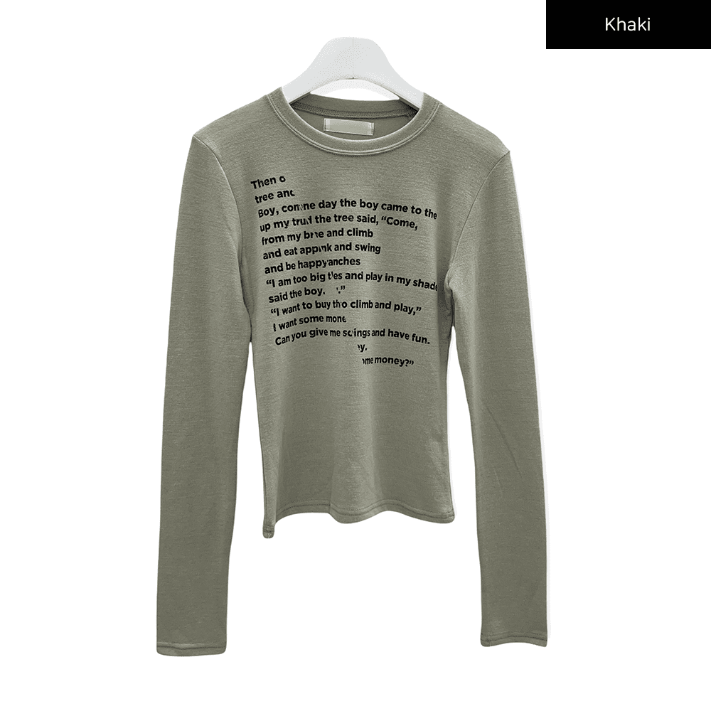 Cropped Long Sleeve T Shirt with Graphic Print F10