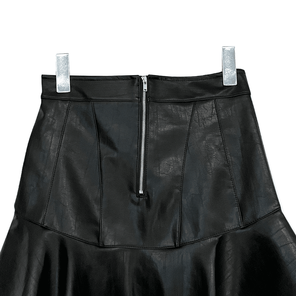 Faux Leather Flared Mini Skirt