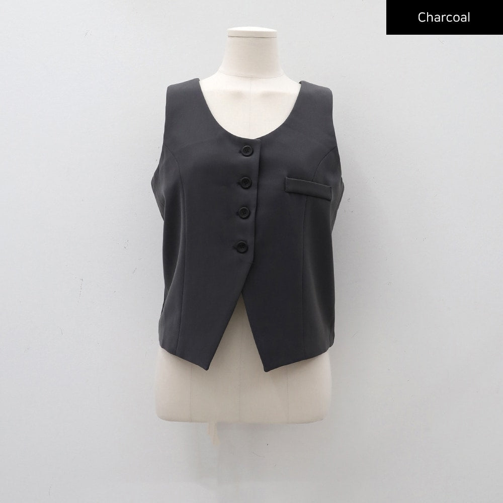 Cropped Button Down Vest CM3