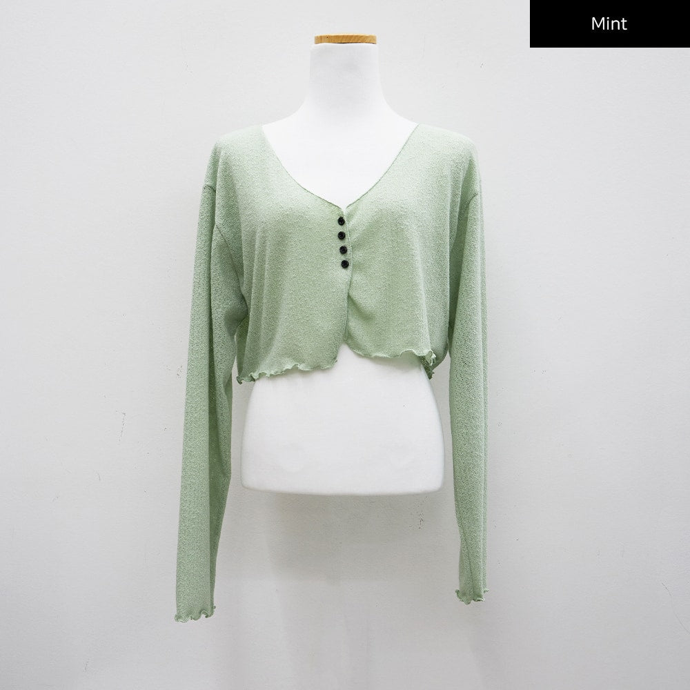 Ruffle Detail Cropped Cardigan CM17