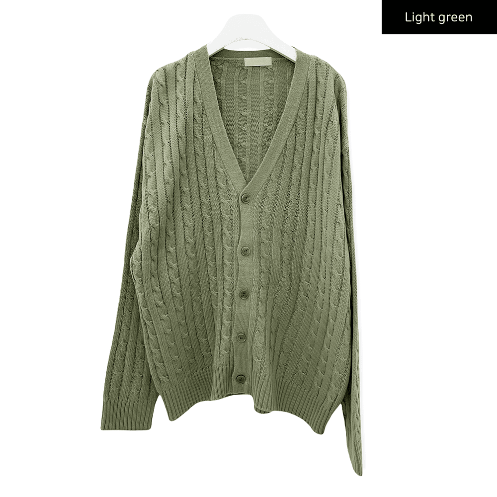 Cable Knit Relaxed Fit Cardigan C7102