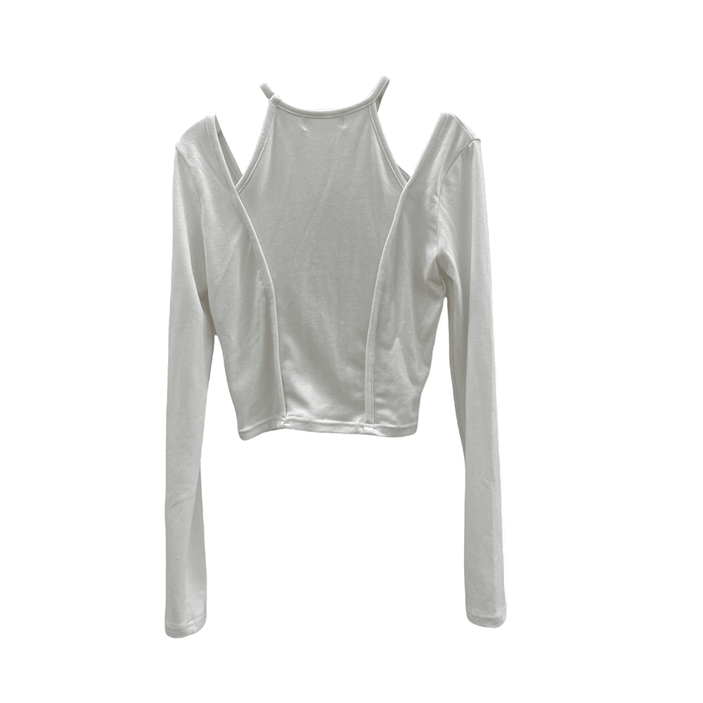 Cut Out Halter neck Long Sleeve T Shirt