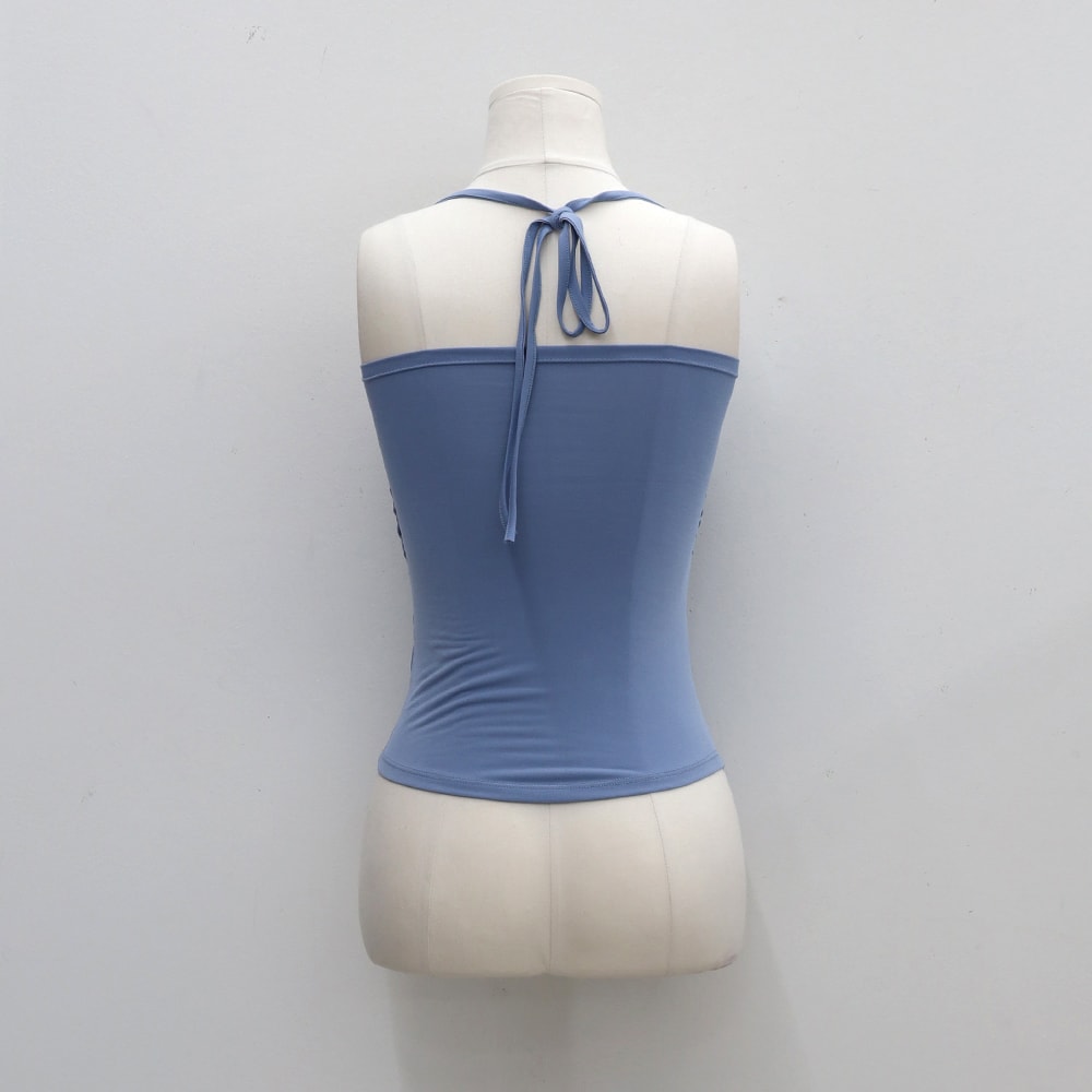 Halterneck Shirred Top with Padding CM9