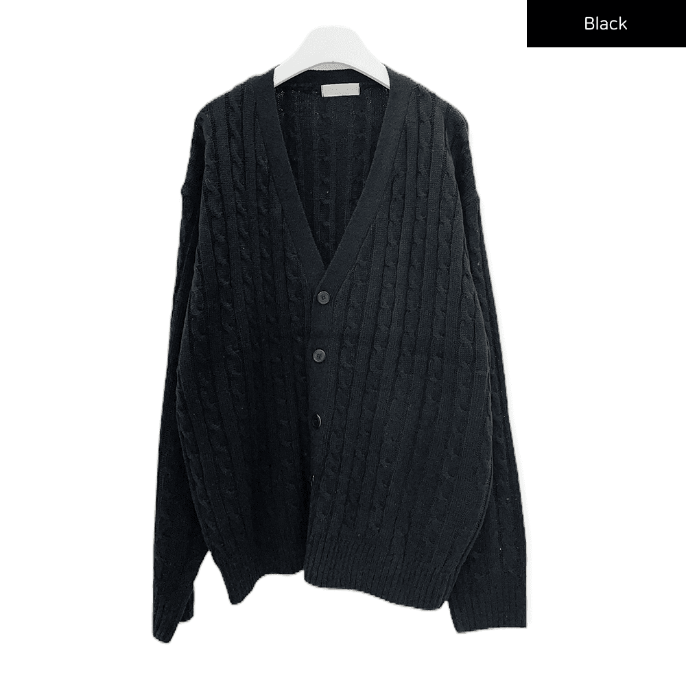Cable Knit Relaxed Fit Cardigan C7102