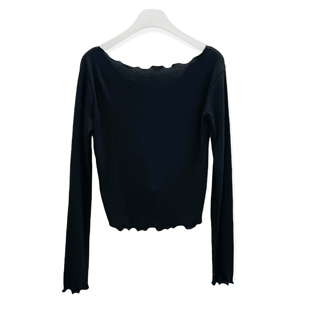 Cropped Long Sleeve Top with Front Shirring C2701